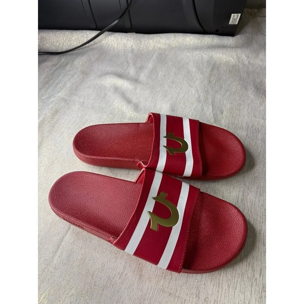 Red True Religion Men's Buddha Logo Slide Sandals size 9